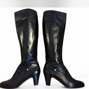 Salvatore Ferragamo Black Leather Heeled Boots